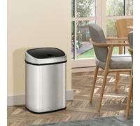 HOMCOM Sensor Dustbin Touchless Trash Can Automatic Stainless Steel - Chrome - 40.9L x 28.9W x 68H (cm)
