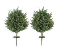 HOMCOM Set of 2 60 cm Artificial Cypress Topiary Tree UV Resistant, Green