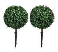 HOMCOM Set of 2 70 cm Artificial Boxwood Topiary Ball Bush UV Resistant