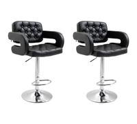 Homcom Set Of 2 Adjustable Height Barstool Steel Pole Pu Leather, Black