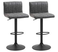 HOMCOM Adjustable Barstools Set Of 2 - Swivel Counter Bar Chairs - Bar Stools With Footrest - PU Leather - Gas Lift - Grey | TJ Hughes