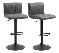 Barstools Set of 2 Adjustable Height Swivel PU Leather Counter Bar Chairs
