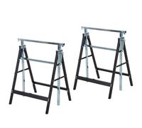 HOMCOM Set of 2 Adjustable Telescopic Builders Trestle, DIY Steel Work Bench Carpenter, Folding Saw Horse Tools Black