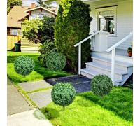 Homcom Set Of 2 Artificial Boxwood Topiary Trees With Ground Stake In Green Green One Size