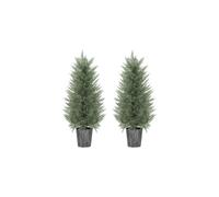 HOMCOM Set of 2 Artificial Cypress Trees with PE Leaves for Indoor Outdoor