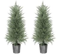 Homcom Artificial Cypress Trees With Pe Leaves For Indoor Outdoor Set Of 2