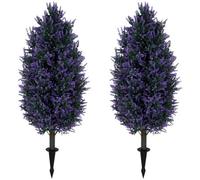 Homcom Set Of 2 Artificial Lavender Flowers With Stakes For Indoor Outdoo