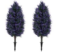 HOMCOM 90 cm Artificial Lavender Flowers with Stakes 642 Blossoms Set of 2 | Greenery Shrub, Indoor Outdoor Fake Plants, Home Office, Living Room, Garden, Patio Decor, Decorative Artificial Flora
