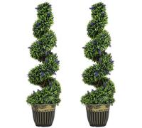 HOMCOM Set of 2 Artificial Lavender Spiral Topiary Trees, 115cm, Blue | UV Resistant, Decorative Fake Plants in Pot, Realistic Leaves & Lavender Flowers, for Home, Indoor, Outdoor