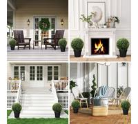 HOMCOM Set of 2 Artificial Plant Topiary Balls, Faux Plants for Decor, Green HOMCOM Green