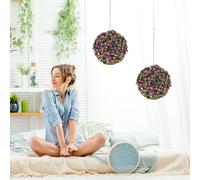 HOMCOM Set of 2 Decorative Artificial Plants, UV-protected Artificial Plant Topiary Rose Balls, Fake Plants for Home Indoor outdoor Decor, 28cm, Purple