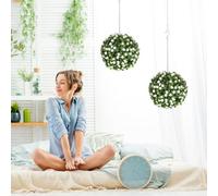 Homcom Set Of 2 Artificial Plant Topiary Rose Balls, Faux Plants, White