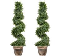 HOMCOM Set of 2 Artificial Plants, Topiary Spiral Cypressd Trees with Pot, for Home Indoor Outdoor Decor, 120cm