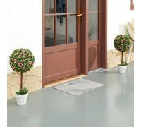 Homcom Set Of 2 Artificial Plants With Rose Flower In Pot, 60Cm, Pink, Pink