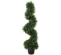 HOMCOM Set of 2 Artificial Spiral Cypress Trees, Fake Plants with 700 Leaves, UV Protection, Deep Green