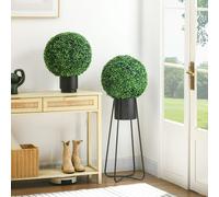HOMCOM Set of 2 Artificial Topiary Balls Indoor Outdoor Faux Boxwood Balls
