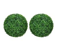 HOMCOM Set Of 2 Artificial Topiary Balls Indoor Outdoor Faux Boxwood Balls, Green