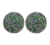 HOMCOM Set of 2 Artificial Topiary Balls with Camellia Flowers, 40cm Faux Boxwood Balls, Hanging Decoration for Home, Indoor, Outdoor, Purple