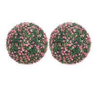 HOMCOM Set of 2 Artificial Topiary Balls with Camellia Flowers 40cm Pink