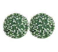 HOMCOM Set of 2 Artificial Topiary Balls with Camellia Flowers 40cm White