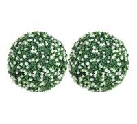 HOMCOM Set of 2 Artificial Topiary Balls with Camellia Flowers 40cm White | Faux Boxwood Balls, Hanging Decoration, for Home, Indoor, Outdoor
