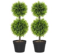 HOMCOM Set of 2 Artificial Topiary Cypress Ball Trees with Pot and Pebbles | TJ Hughes