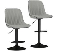 Homcom Set Of 2 Bar Stools, Adjustable Swivel Breakfast Barstools, Grey, Grey