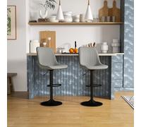 HOMCOM Set of 2 Bar Stools, Adjustable Swivel Breakfast Barstools, Grey