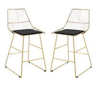 HOMCOM Set of 2 Bar Stools Gold Tone 835-429V70GD 46 x 56 x 95 cm