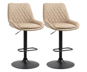 HOMCOM Set of 2 Bar Stools Light Khaki 835-871V71LR 51 x 59 x 117 cm