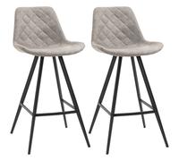 HOMCOM Set Of 2 Bar Stools Vintage Microfiber Cloth Tub Seats Padded Steel Brown - Grey