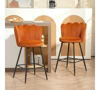 Set of 2 Barstools with Petal Backrest for Kitchen Island Orange HOMCOM Orange One Size