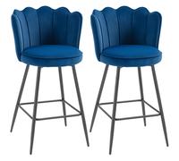 Set of 2 Barstools with Petal Backrest for Kitchen Island Orange HOMCOM Orange One Size