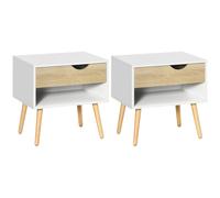 HOMCOM Set of 2 Bedside Table with Drawer and Shelf Aosom UK