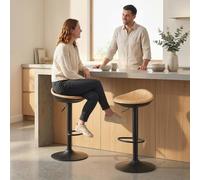 HOMCOM Set of 2 Breakfast Barstools, PU Leather Swivel Bar Stools, Oak