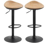 Homcom Set Of 2 Breakfast Barstools, Pu Leather Swivel Bar Stools, Oak In Natural Natural