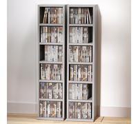 HOMCOM Set of 2 CD Media Display Shelf Unit Tower - Grey | TJ Hughes
