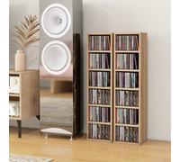 HOMCOM Set of 2 CD Media Display Shelf Unit Tower Rack Adjustable in Natural HOMCOM Natural