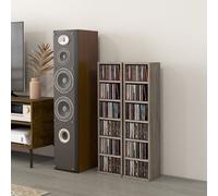 HOMCOM Set of 2 CD Media Display Shelf Unit Tower Rack w/ Adjustable Shelves in Grey HOMCOM Grey