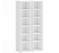 HOMCOM Set of 2 CD Media Display Shelf Unit Tower Rack with Adjustable Shelves, White