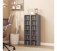 HOMCOM Set of 2 CD Storage Unit DVD Shelf with Adjustable Shelves Light Grey