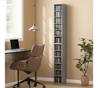 Homcom Set Of 2 Cd Storage Unit Dvd Shelf With Adjustable Shelves Light Grey, Grey