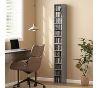 HOMCOM Set of 2 CD Storage Unit DVD Shelf with Adjustable Shelves Light Grey