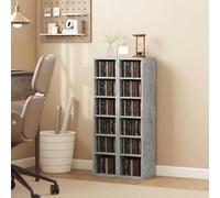 HOMCOM Set of 2 CD Storage Units DVD Shelf with Adjustable Shelves - Grey - 2