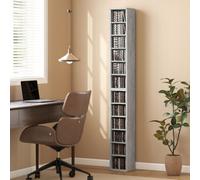 HOMCOM Set of 2 CD Storage Units DVD Shelf with Adjustable Shelves - Grey - 2
