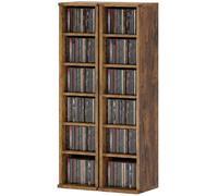 Homcom Set Of 2 Cd Storage Units Dvd Shelf With Adjustable Shelves In Brown Brown