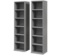 Homcom Set Of 2 Cd Storage Units Dvd Shelf With Adjustable Shelves In Grey Grey
