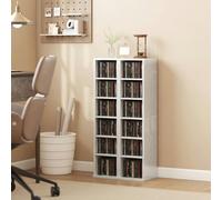 HOMCOM Set of 2 CD Storage Units DVD Shelf with Adjustable Shelves - White