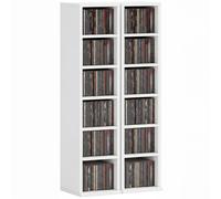 Homcom Set Of 2 Cd Storage Units Dvd Shelf With Adjustable Shelves, White