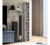 HOMCOM Set of 2 CD Storage Units with Adjustable Shelves - Cement Grey